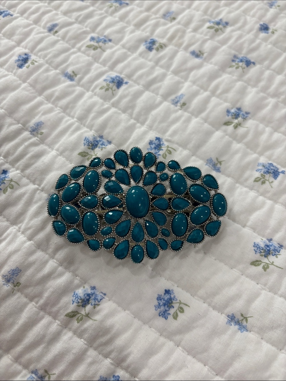 Turquoise Oval Stone Floral Bracelet - Women Jewelry